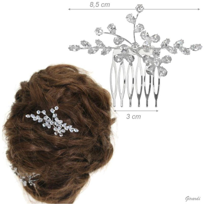 Peigne strass floral